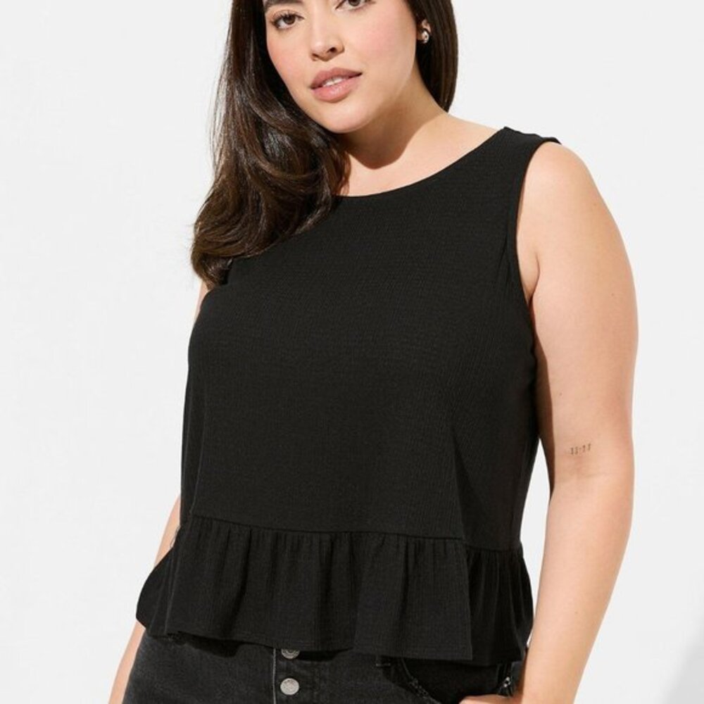 NWT Torrid Texture Knit‎ High Neck Ruffle Crop Top